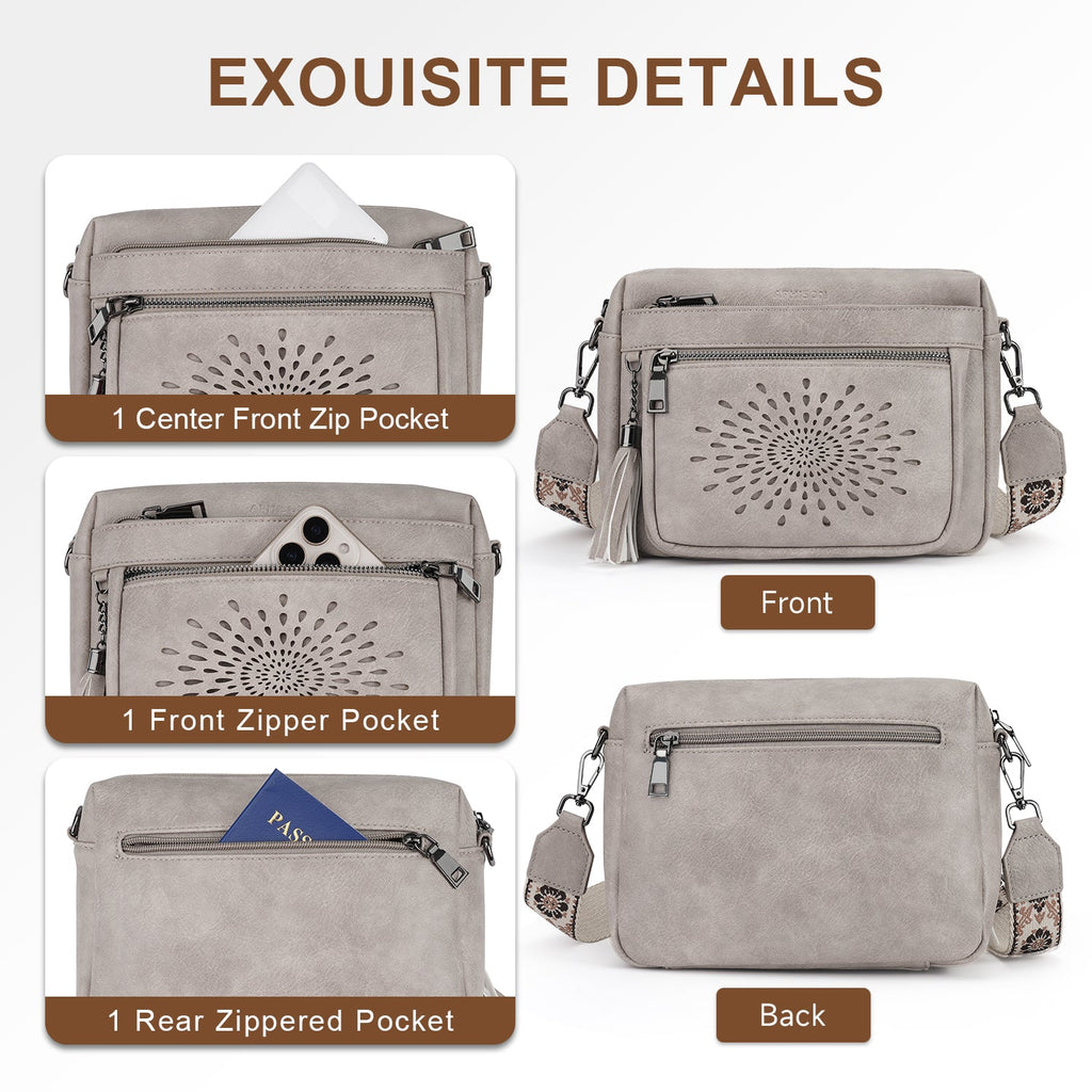 APHISON Sunflower Crossbody Purse for Women, Small Crossbody Bags Trendy, Gray APHISON