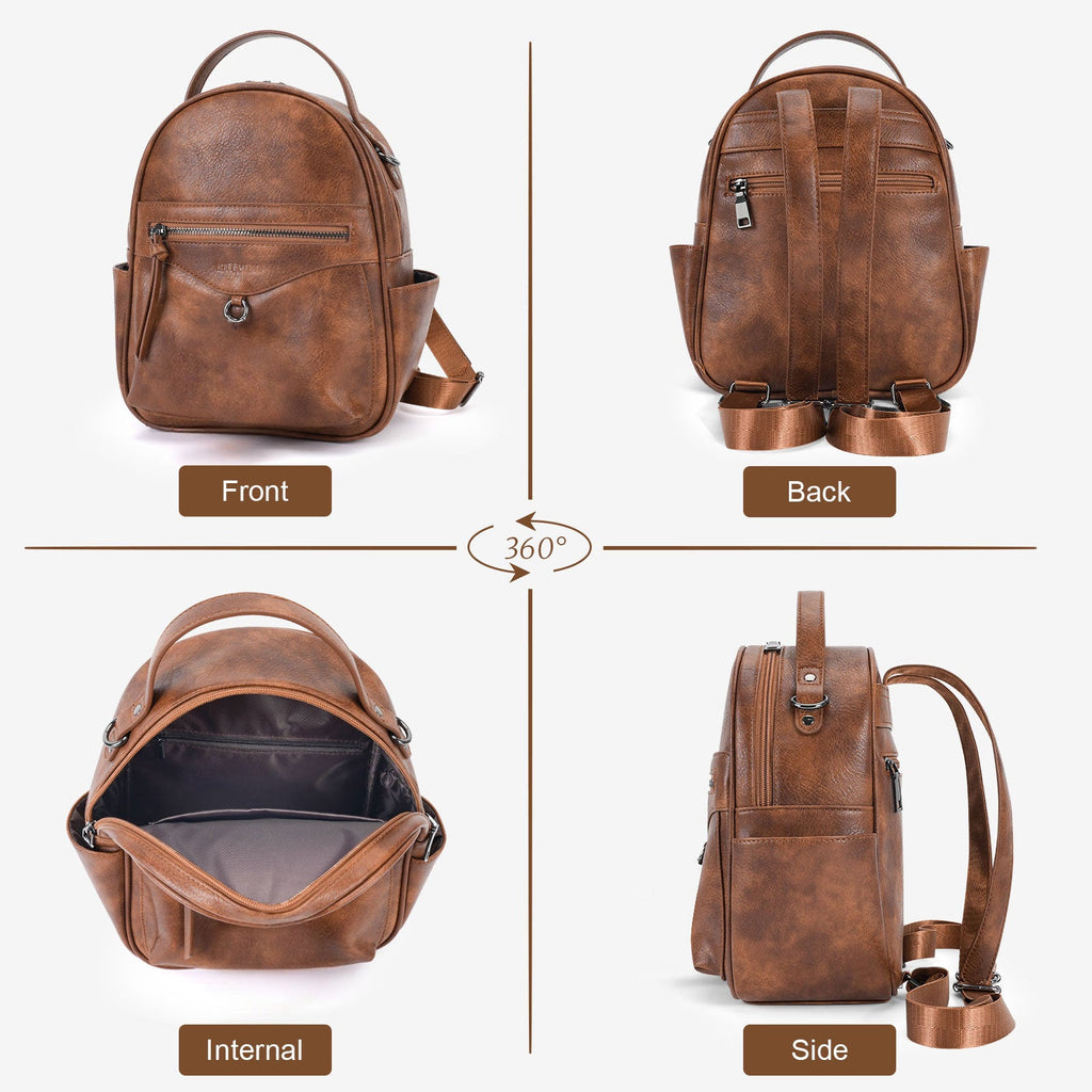 Mini Backpack Purse for Women, Fashion Cute Small Travel Backpacks, Daypacks Handbag, Brown APHISON