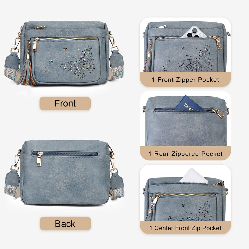 Butterfly Series Crossbody Bags for Women Trendy, Blue APHISON
