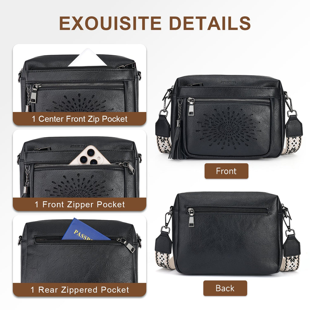 APHISON Sunflower Crossbody Purse for Women, Small Crossbody Bags Trendy, Black APHISON