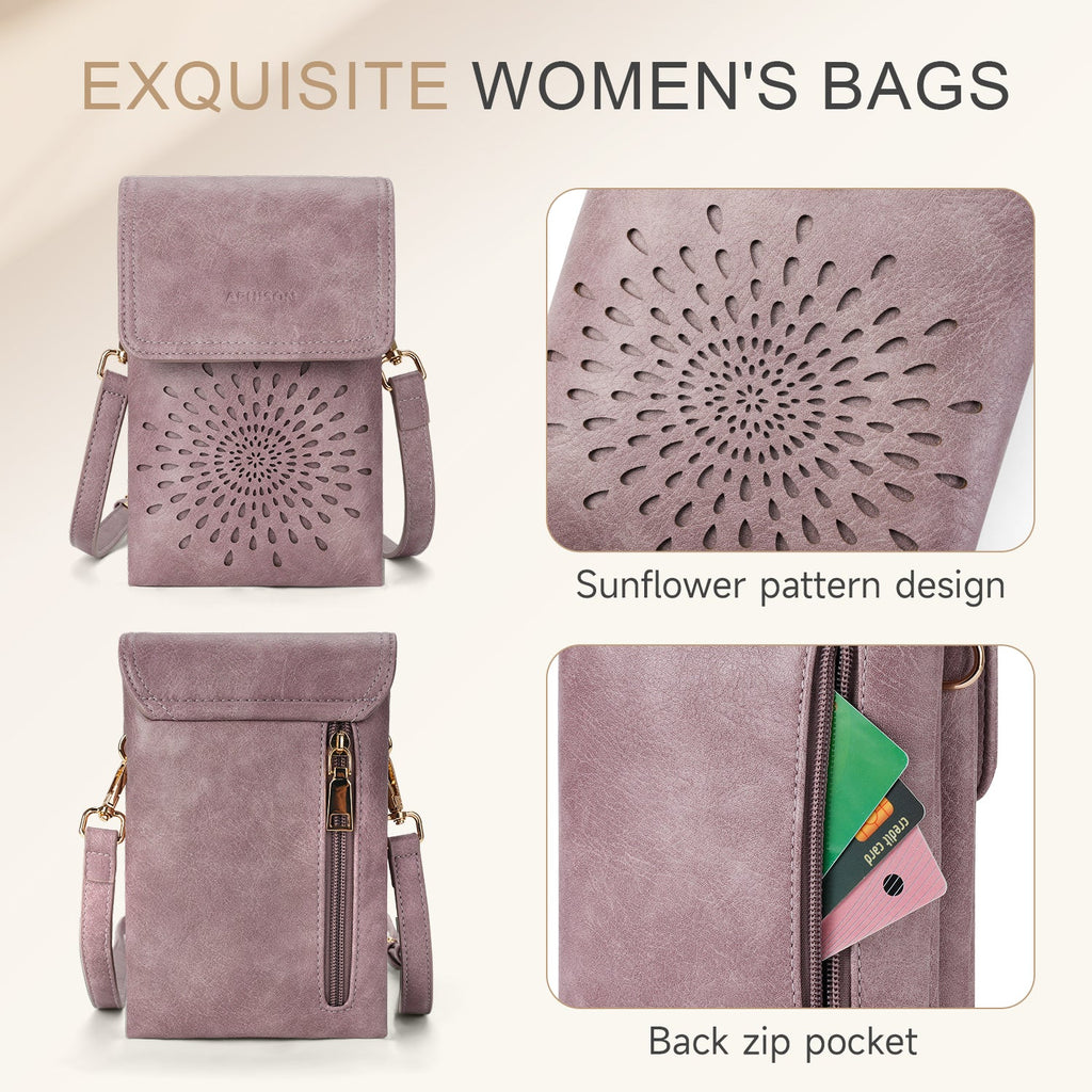 APHISON Sunflower Small Crossbody Bags, Cell Phone Purse, Purple APHISON