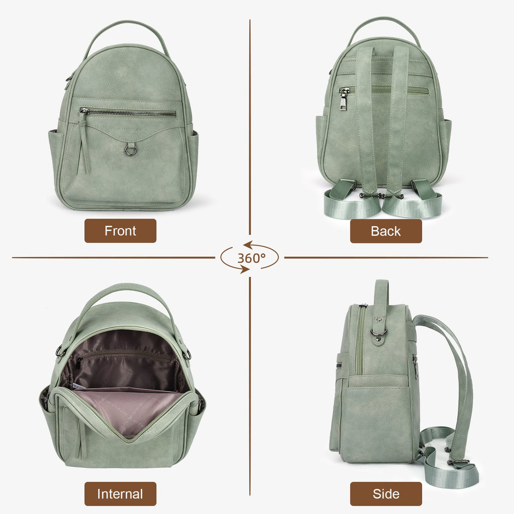 Mini Backpack Purse for Women, Fashion Cute Small Travel Backpacks, Daypacks Handbag, Green APHISON