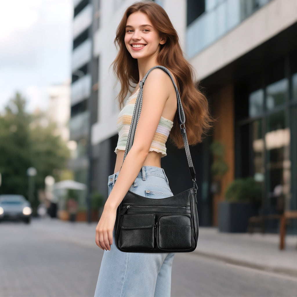 Crossbody Bags for Women Trendy with Multiple Pockets, Black APHISON