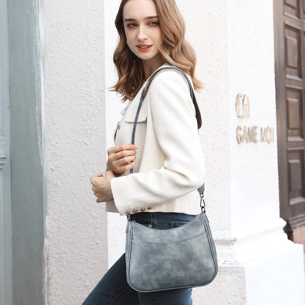 Crossbody Bags for Women, Vegan Leather Shoulder Handbags，Purses for Women with Adjustable Wide Strap（BLUE） APHISON