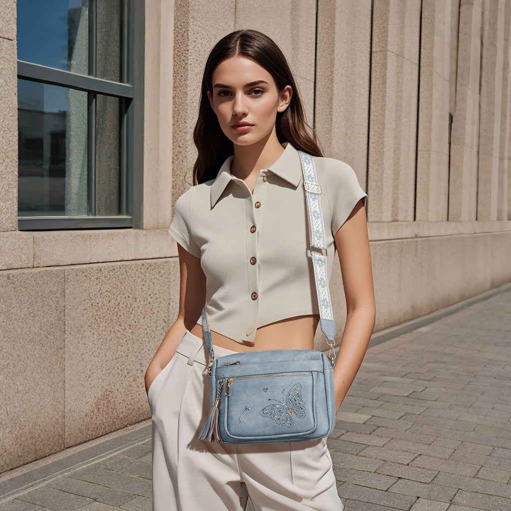 Butterfly Series Crossbody Bags for Women Trendy, Blue APHISON