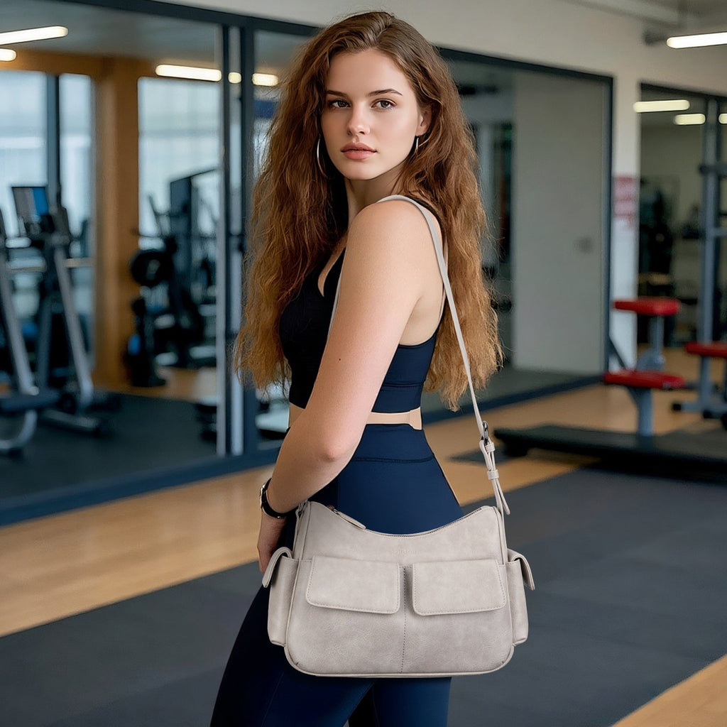APHISON Shoulder Bag for Women, Vegan Leather Crossbody Purses, Gray APHISON