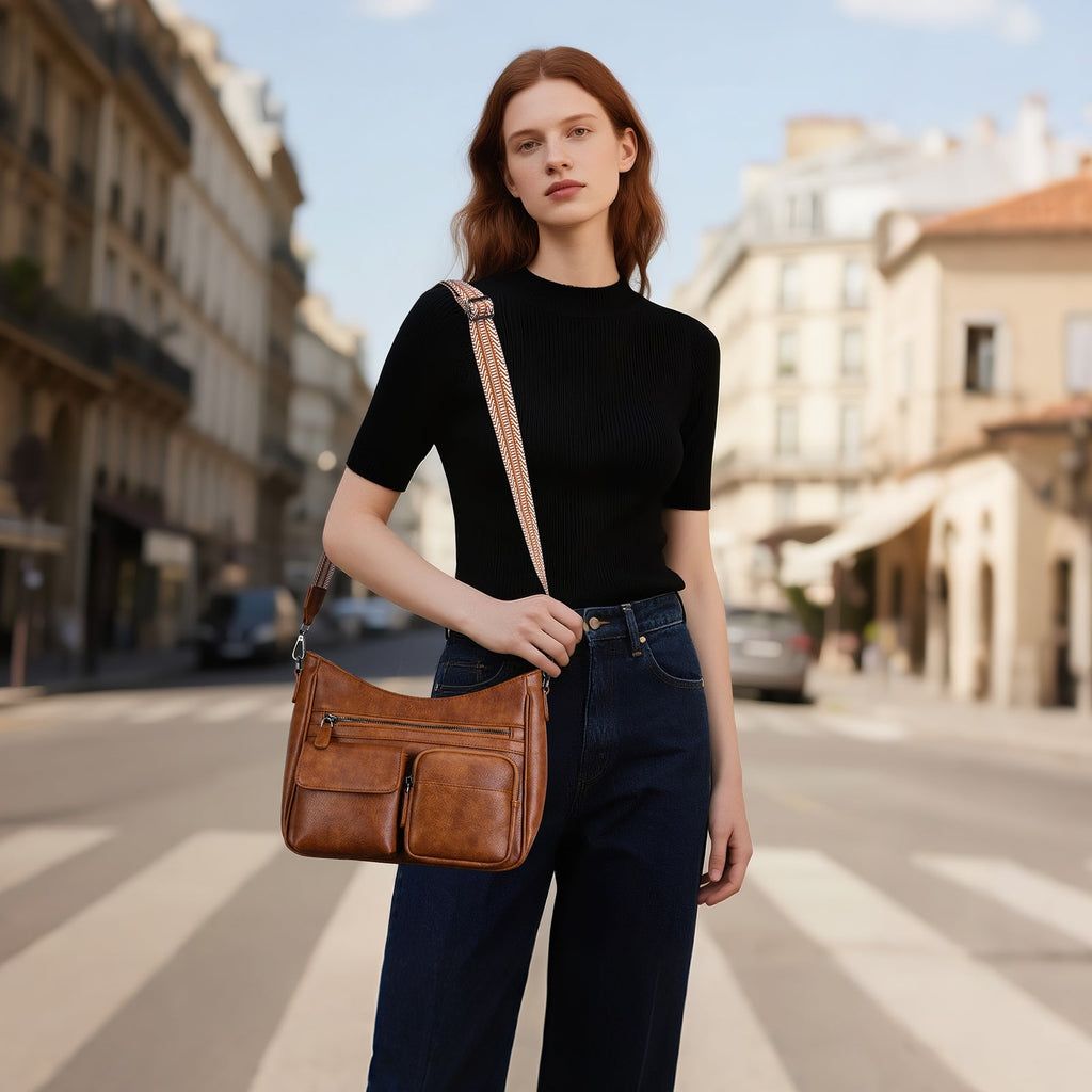 Crossbody Bags for Women Trendy with Multiple Pockets, Brown APHISON