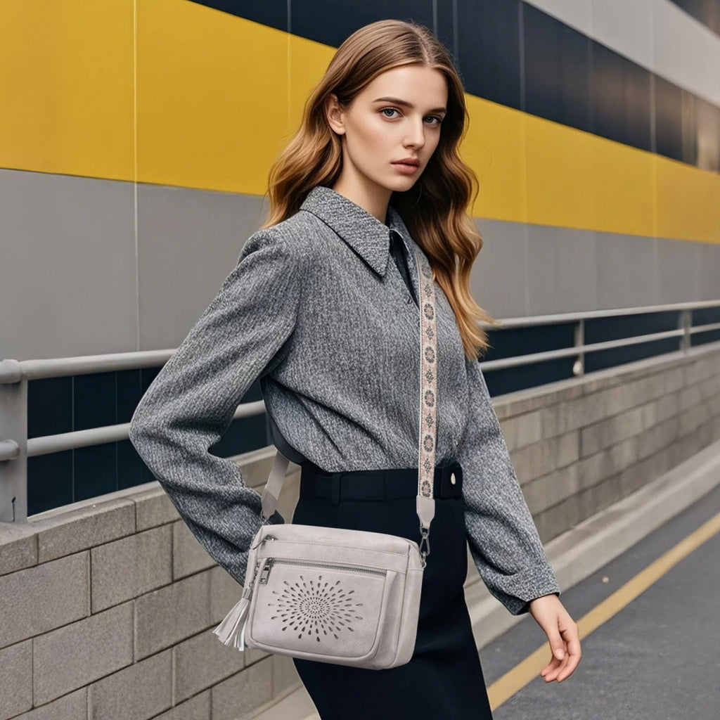 APHISON Sunflower Crossbody Purse for Women, Small Crossbody Bags Trendy, Gray APHISON