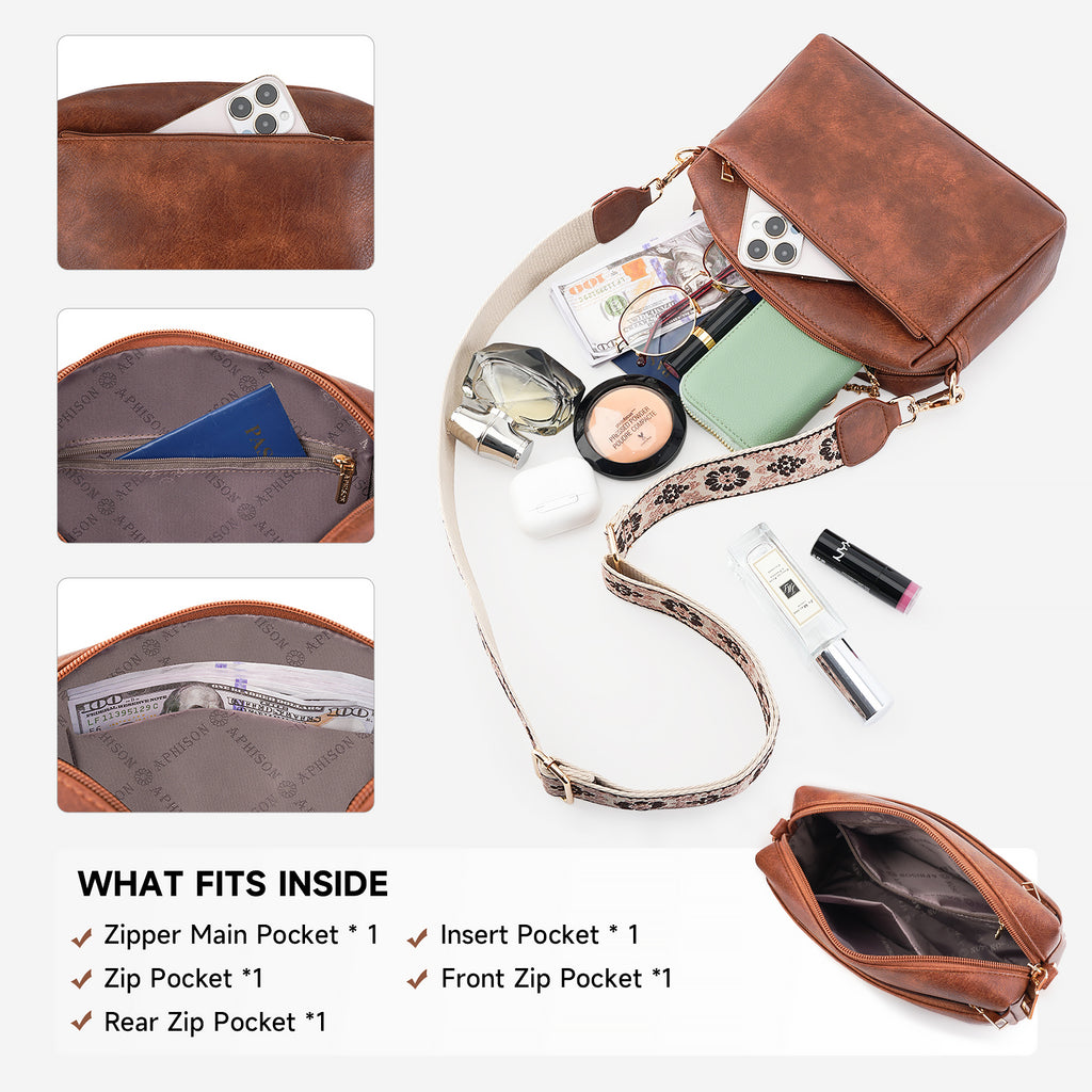 Crossbody Bags for Women Vegan Leather Purses Small Shoulder Handbags with Wide Strap（DARK-GRAY） APHISON