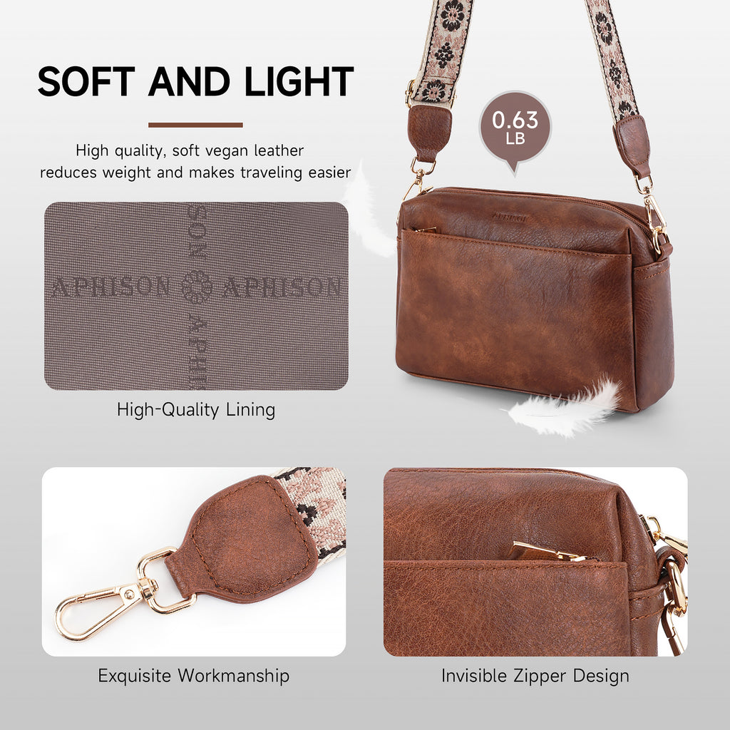 Crossbody Bags for Women Vegan Leather Purses Small Shoulder Handbags with Wide Strap（DARK-GRAY） APHISON