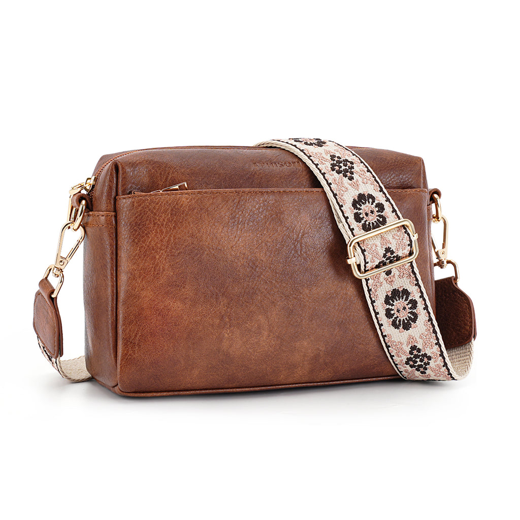 Crossbody Bags for Women Vegan Leather Purses Small Shoulder Handbags with Wide Strap（DARK-GRAY） APHISON