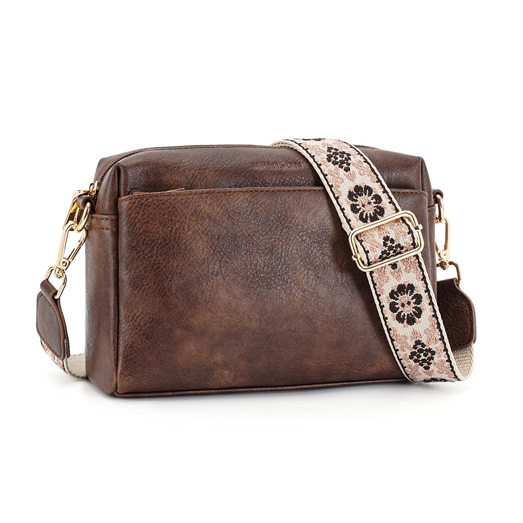Crossbody Bags for Women Vegan Leather Purses Small Shoulder Handbags with Wide Strap（COFFEE）（复制） APHISON
