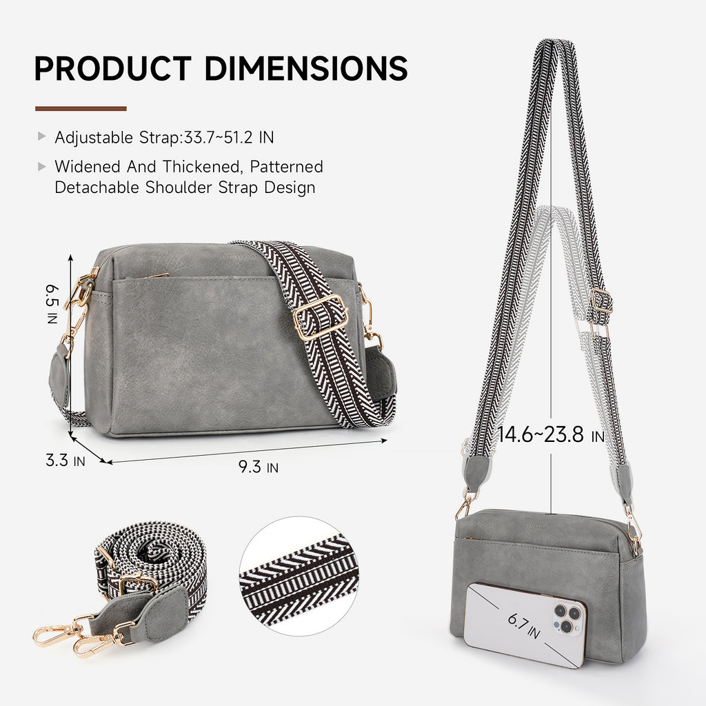 Crossbody Bags for Women Vegan Leather Purses Small Shoulder Handbags with Wide Strap（DARK-GRAY） APHISON