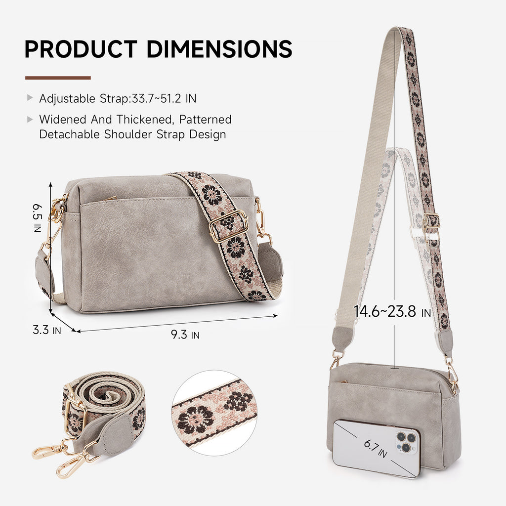 Crossbody Bags for Women Vegan Leather Purses Small Shoulder Handbags with Wide Strap（GRAY） APHISON