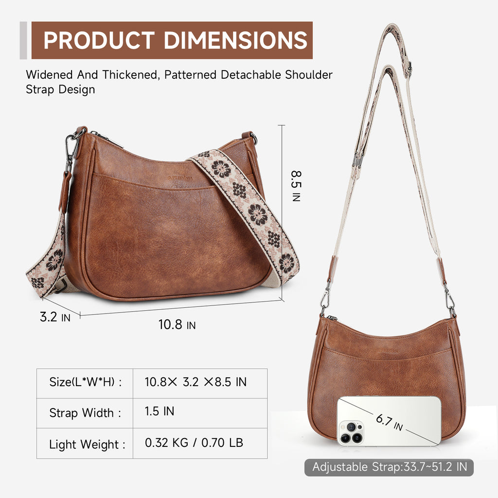 Crossbody Bags for Women, Vegan Leather Shoulder Handbags，Purses for Women with Adjustable Wide Strap（BROWN）（复制） APHISON