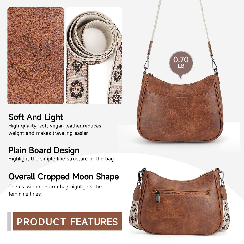 Crossbody Bags for Women, Vegan Leather Shoulder Handbags，Purses for Women with Adjustable Wide Strap（BROWN）（复制） APHISON