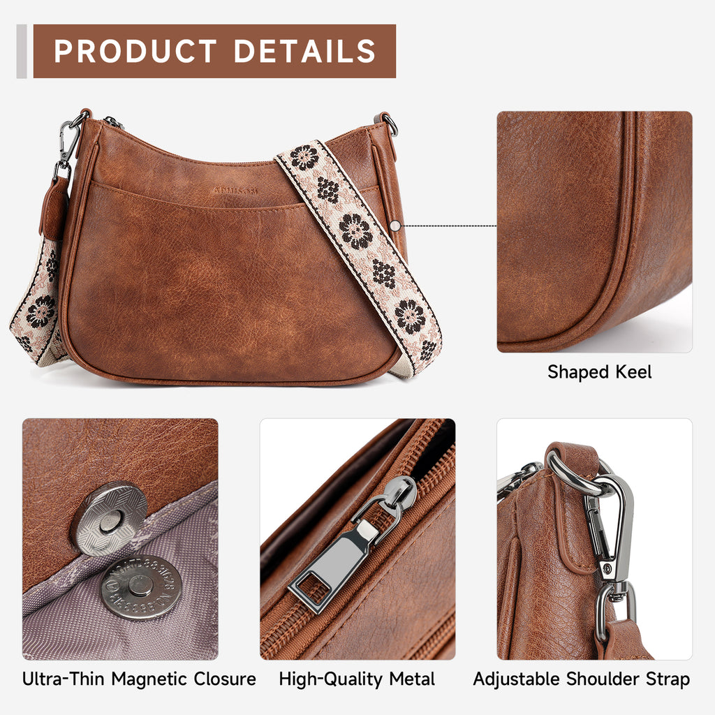 Crossbody Bags for Women, Vegan Leather Shoulder Handbags，Purses for Women with Adjustable Wide Strap（BROWN）（复制） APHISON