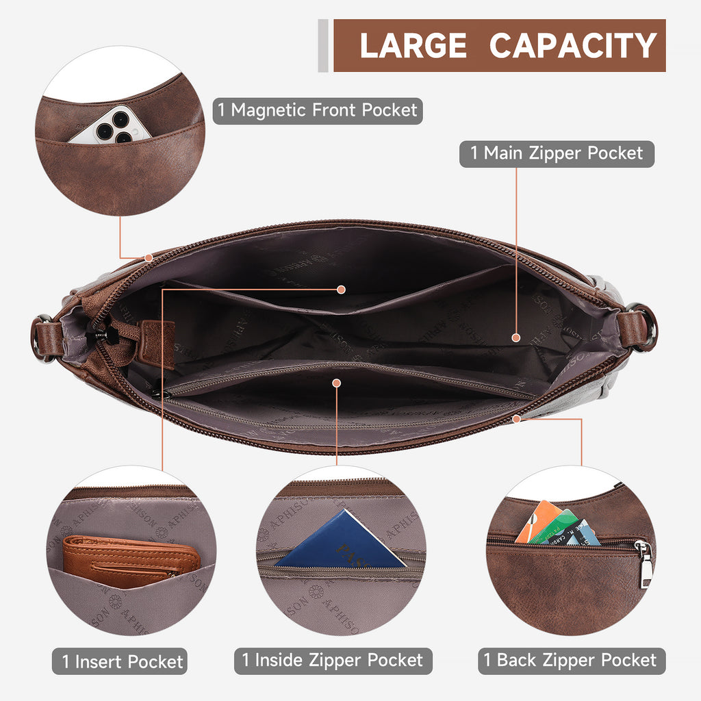 Crossbody Bags for Women, Vegan Leather Shoulder Handbags，Purses for Women with Adjustable Wide Strap（COFFEE）（复制） APHISON