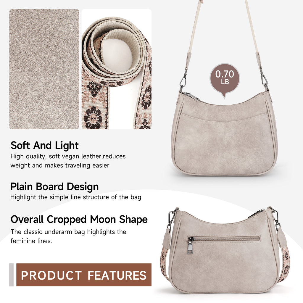 Crossbody Bags for Women, Vegan Leather Shoulder Handbags，Purses for Women with Adjustable Wide Strap（GRAY） APHISON