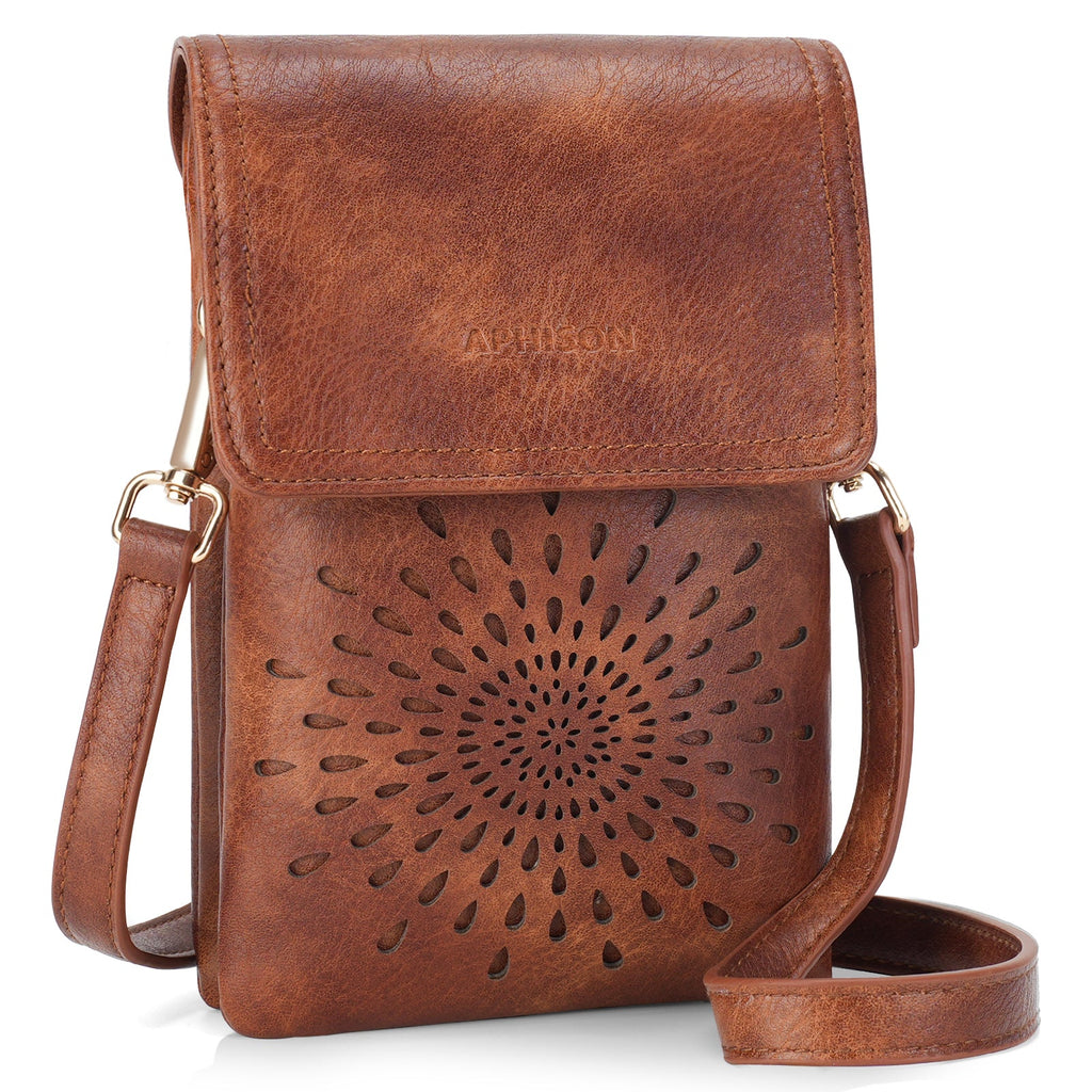 APHISON Sunflower Small Crossbody Bags, Cell Phone Purse, Brown APHISON