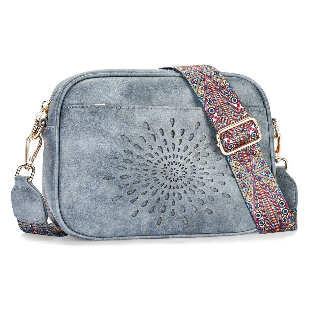 APHISON Sunflower Quilted Crossbody Bags for Women Trendy, Blue APHISON