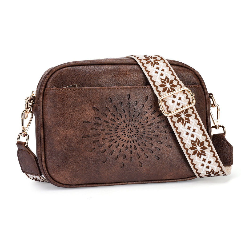 APHISON Sunflower Quilted Crossbody Bags for Women Trendy, Coffee APHISON