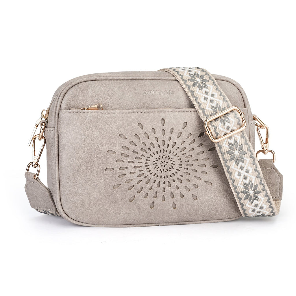APHISON Sunflower Quilted Crossbody Bags for Women Trendy, Gray APHISON
