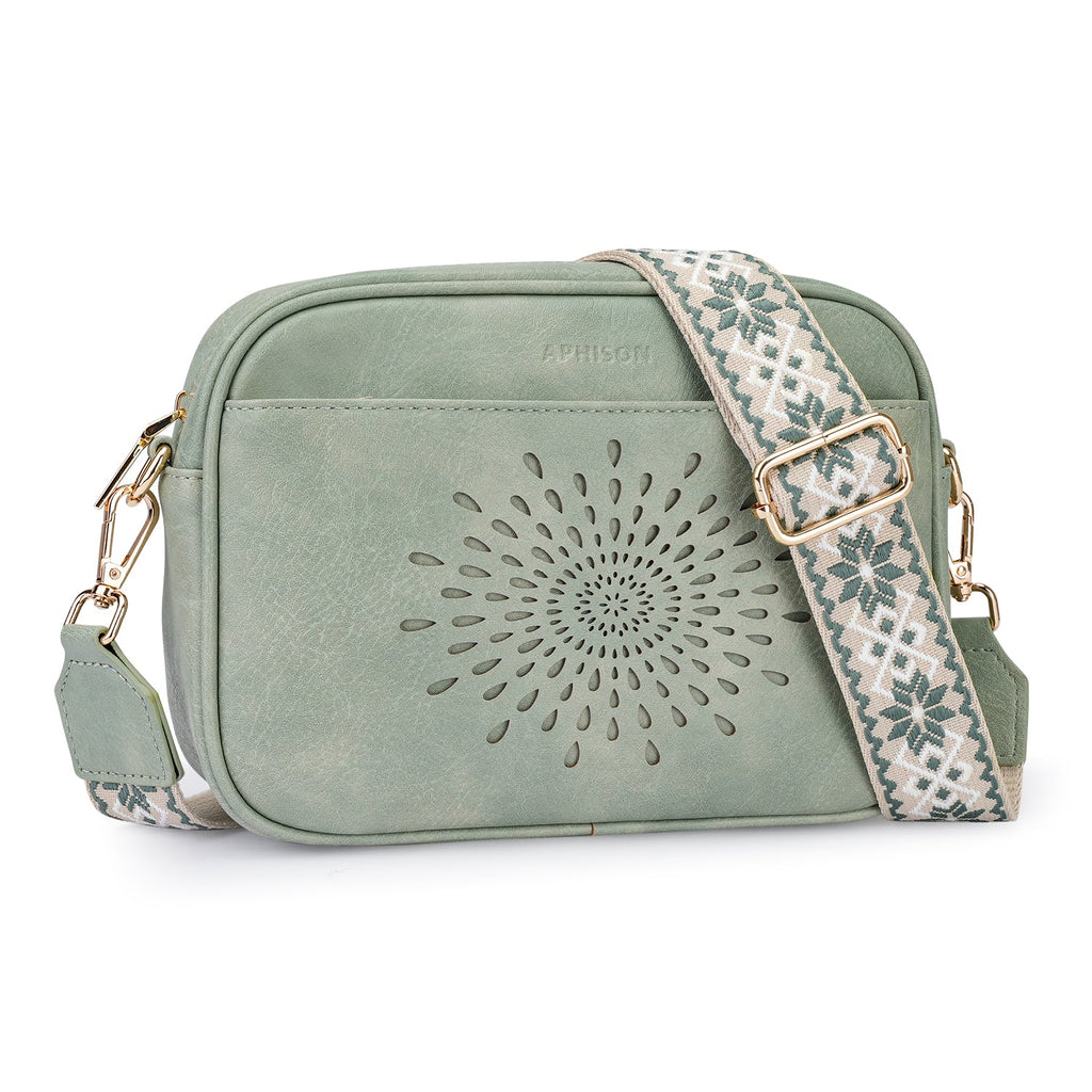 APHISON Sunflower Quilted Crossbody Bags for Women Trendy, Green APHISON