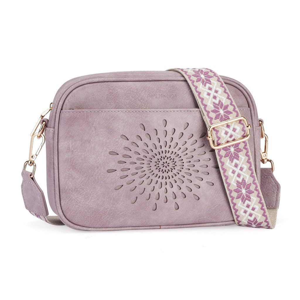 APHISON Sunflower Quilted Crossbody Bags for Women Trendy, Purple APHISON