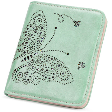 Butterfly Small RFID Ultra Slim Bifold Wallet, Mint Green APHISON