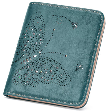 Butterfly Small RFID Ultra Slim Bifold Wallet, Peacock Blue APHISON