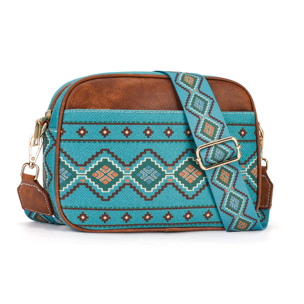 Crossbody Bag Boho Aztec Small Multi Pocket Crossover Purse for Women（GREEN）（复制） APHISON