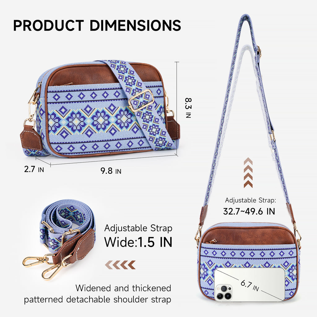 Crossbody Bag Boho Aztec Small Multi Pocket Crossover Purse for Women（WHITE-A）（复制） APHISON