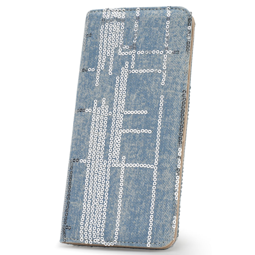 Womens Fashion Bifold Around Wallet Jean Denim Long Purse Credit Card Holder Ultra Slim Ladies Wallets（DARK-BLUE）（复制） APHISON