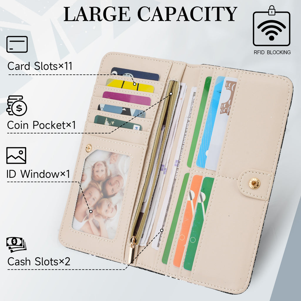 Butterfly Denim Womens Fashion Bifold Around Wallet Jean Denim Long Purse Credit Card Holder Ultra Slim Ladies Wallets（A-PINK） APHISON