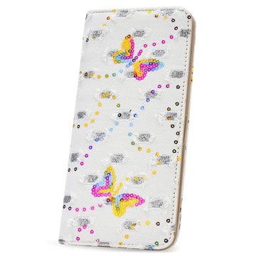 Butterfly Denim Womens Fashion Bifold Around Wallet Jean Denim Long Purse Credit Card Holder Ultra Slim Ladies Wallets（BH-WHITE） APHISON