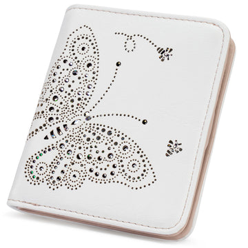 Butterfly Small RFID Ultra Slim Bifold Wallet, White APHISON