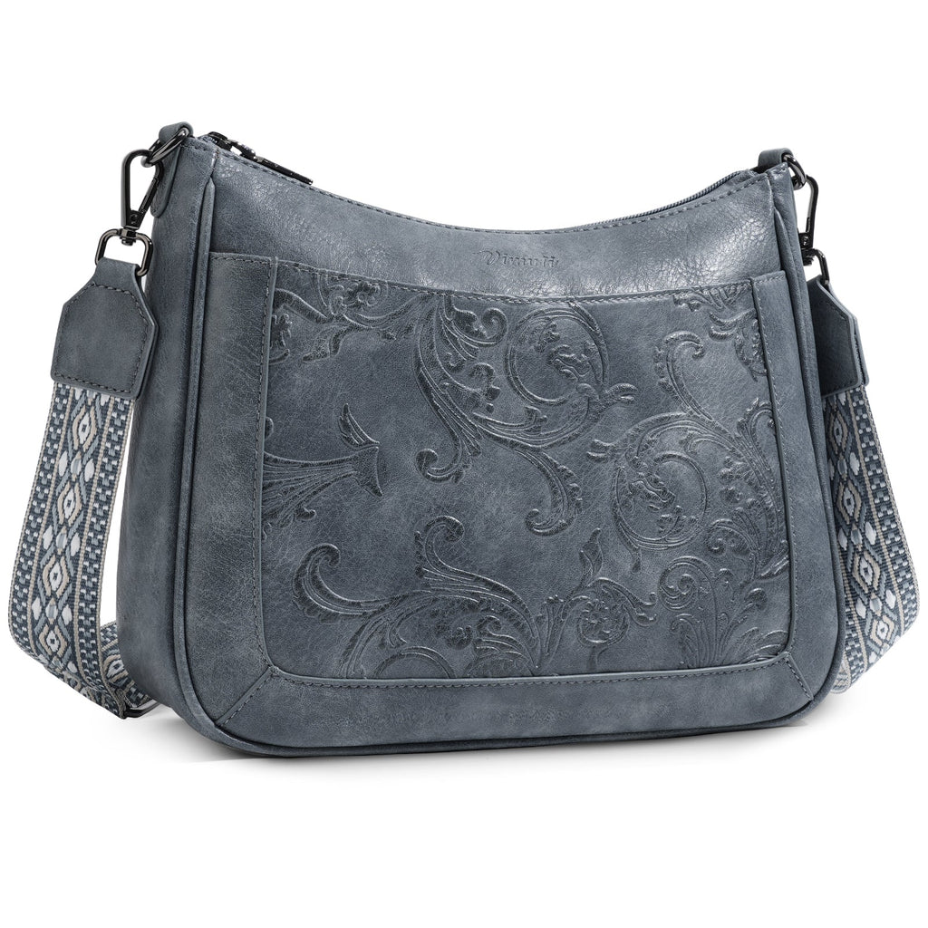 Embossed Flower Crossbody Bags for Women, Blue APHISON