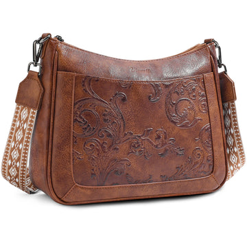 Embossed Flower Crossbody Bags for Women, Brown APHISON