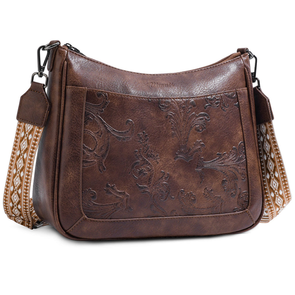 Embossed Flower Crossbody Bags for Women, Coffee APHISON