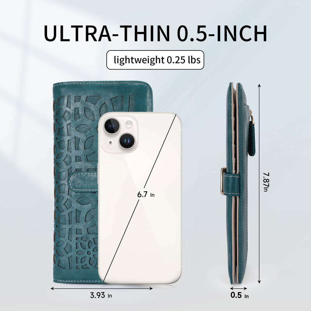 Women's RFID Long Bifold Wallet Ultra Slim Thin PU Leather Card Holder Purse Elegant Clutch Wallet With Zipper Coin Pocket （PEACOCK-BLUE）（复制） APHISON