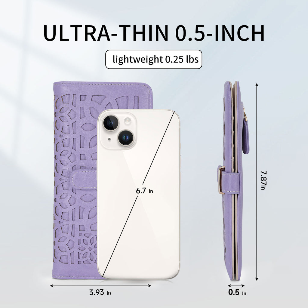 Women's RFID Long Bifold Wallet Ultra Slim Thin PU Leather Card Holder Purse Elegant Clutch Wallet With Zipper Coin Pocket （PURPLE） APHISON