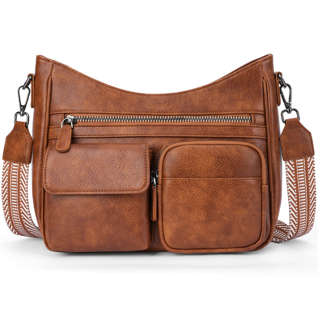 Crossbody Bags for Women Trendy with Multiple Pockets, Brown APHISON
