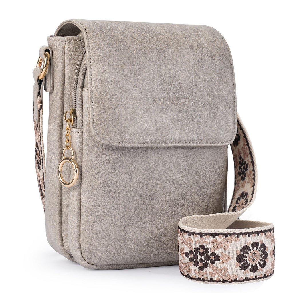 APHISON Small Crossbody Bags, Cell Phone Purse, Gray APHISON