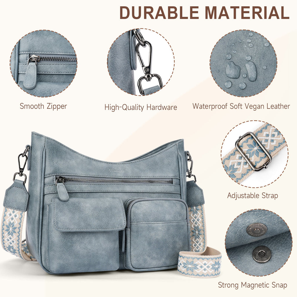 Crossbody Bags for Women Trendy with Multiple Pockets, Blue APHISON