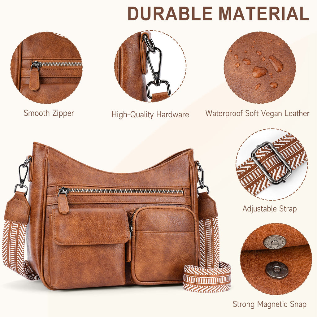 Crossbody Bags for Women Trendy with Multiple Pockets, Brown APHISON