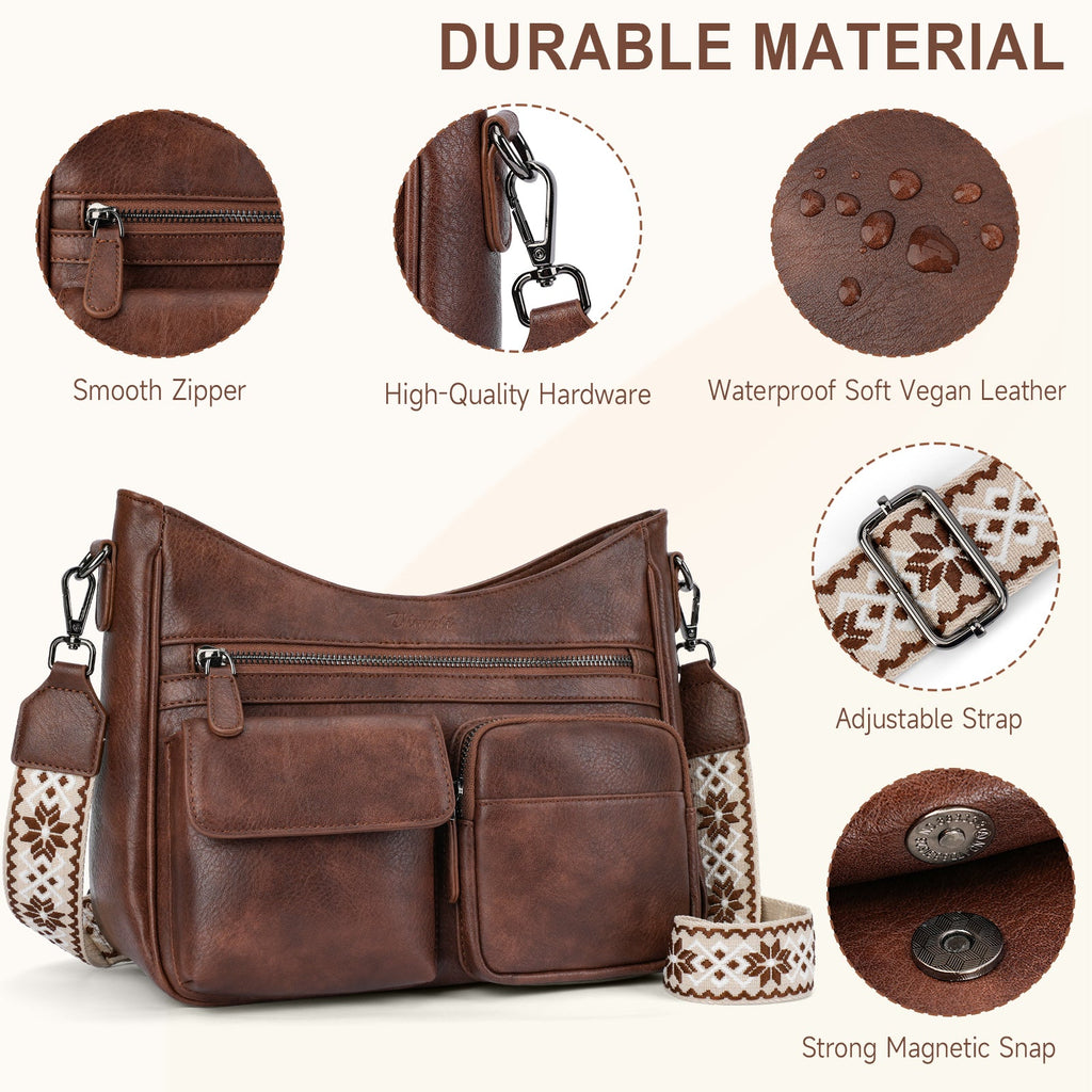 Crossbody Bags for Women Trendy with Multiple Pockets, Coffee APHISON