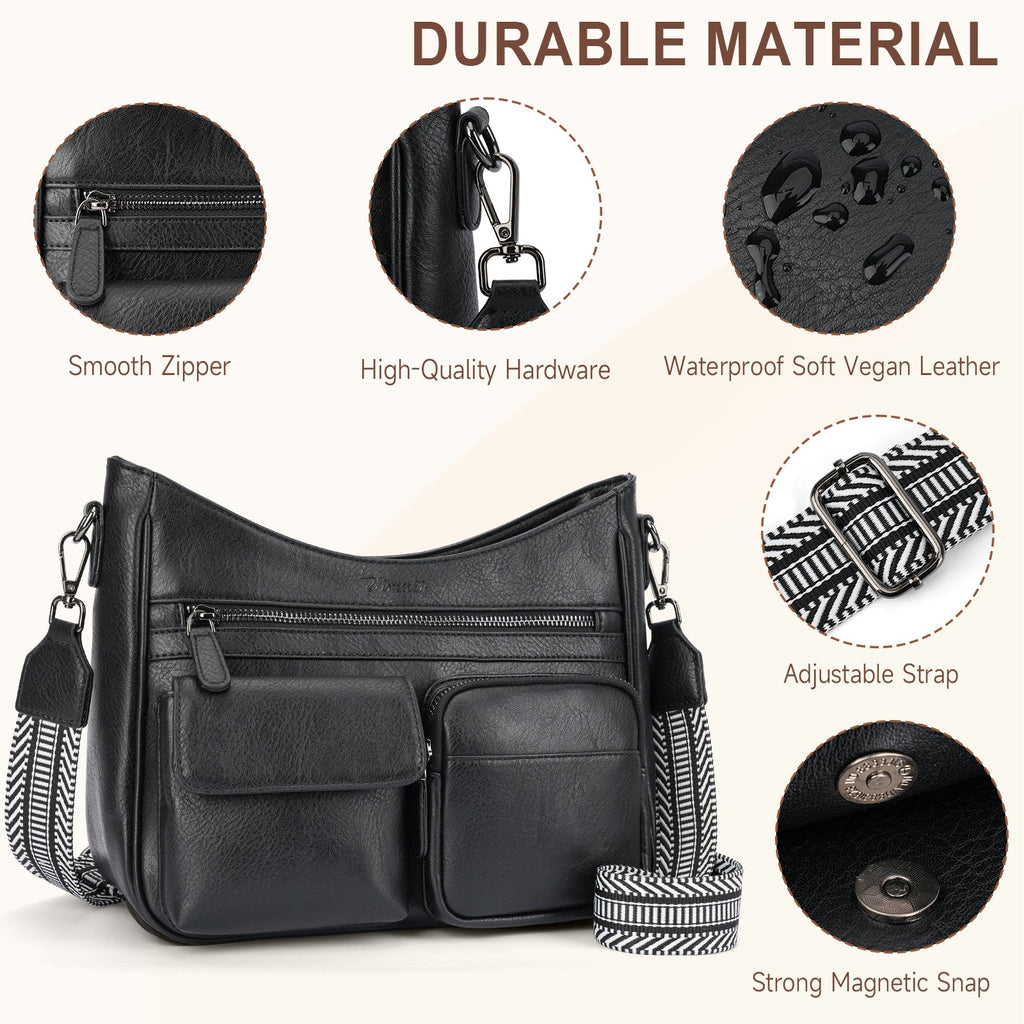 Crossbody Bags for Women Trendy with Multiple Pockets, Black APHISON