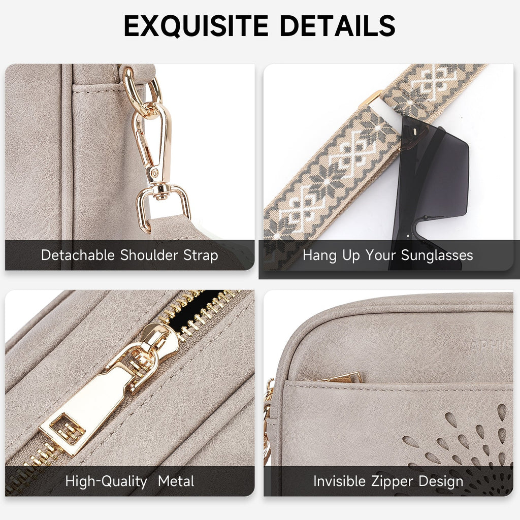 APHISON Sunflower Quilted Crossbody Bags for Women Trendy, Gray APHISON