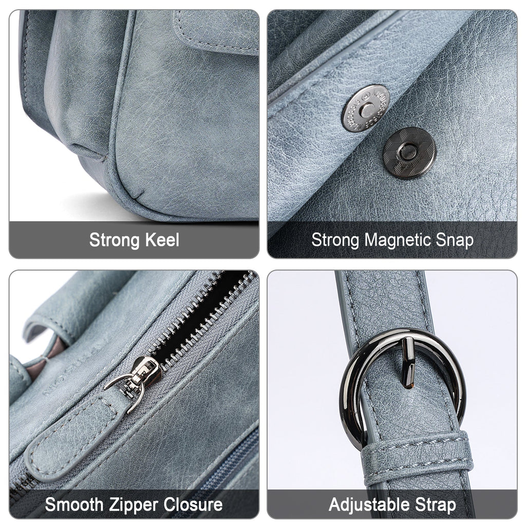 APHISON Shoulder Bag for Women, Vegan Leather Crossbody Purses, Blue APHISON